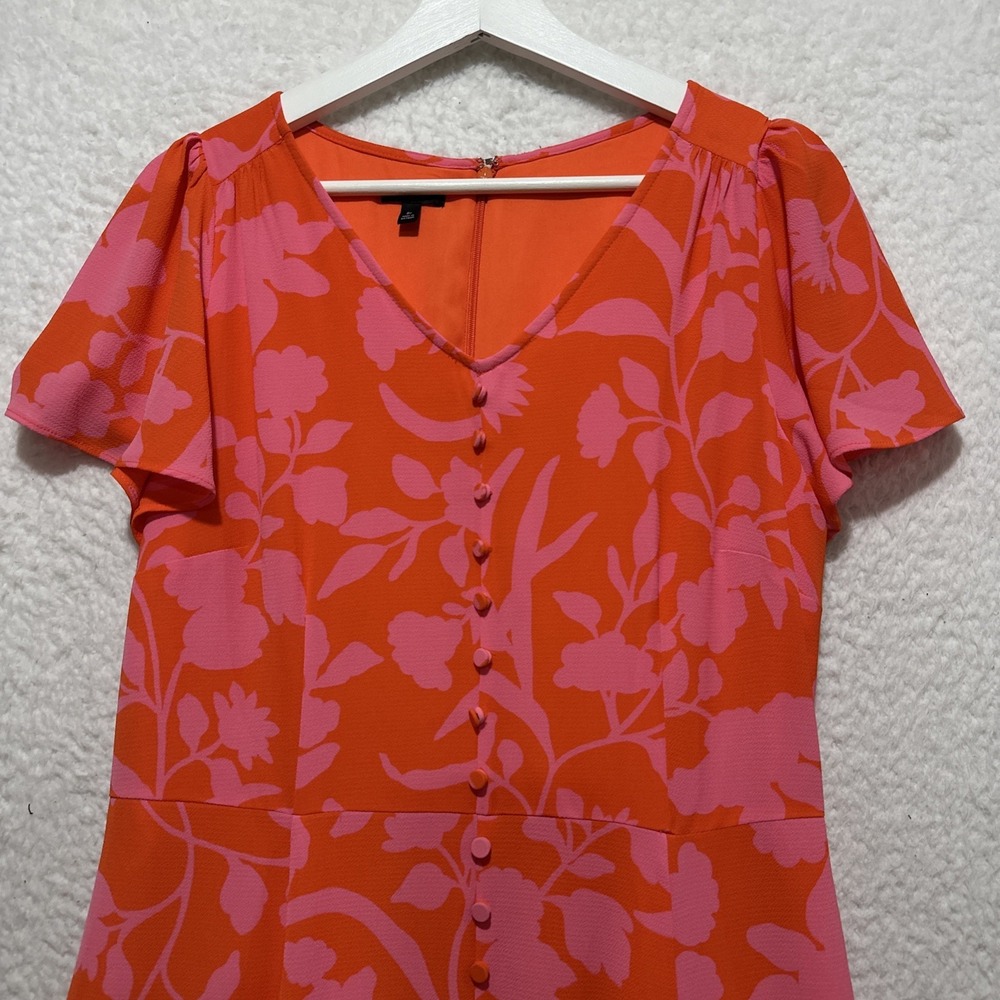 Talbots Women's Size 8P‎ Silhouette Garden Flutter Sleeve Crepe Dress Back Zip - Picture 5 of 12